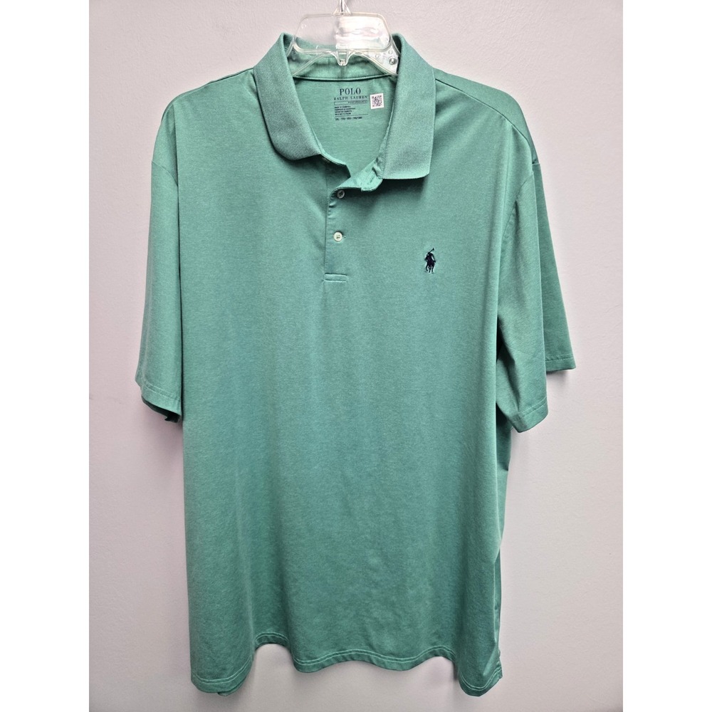 Polo Ralph Lauren Men's XXL Performance Stretch Polo Shirt Green Navy Pony Logo